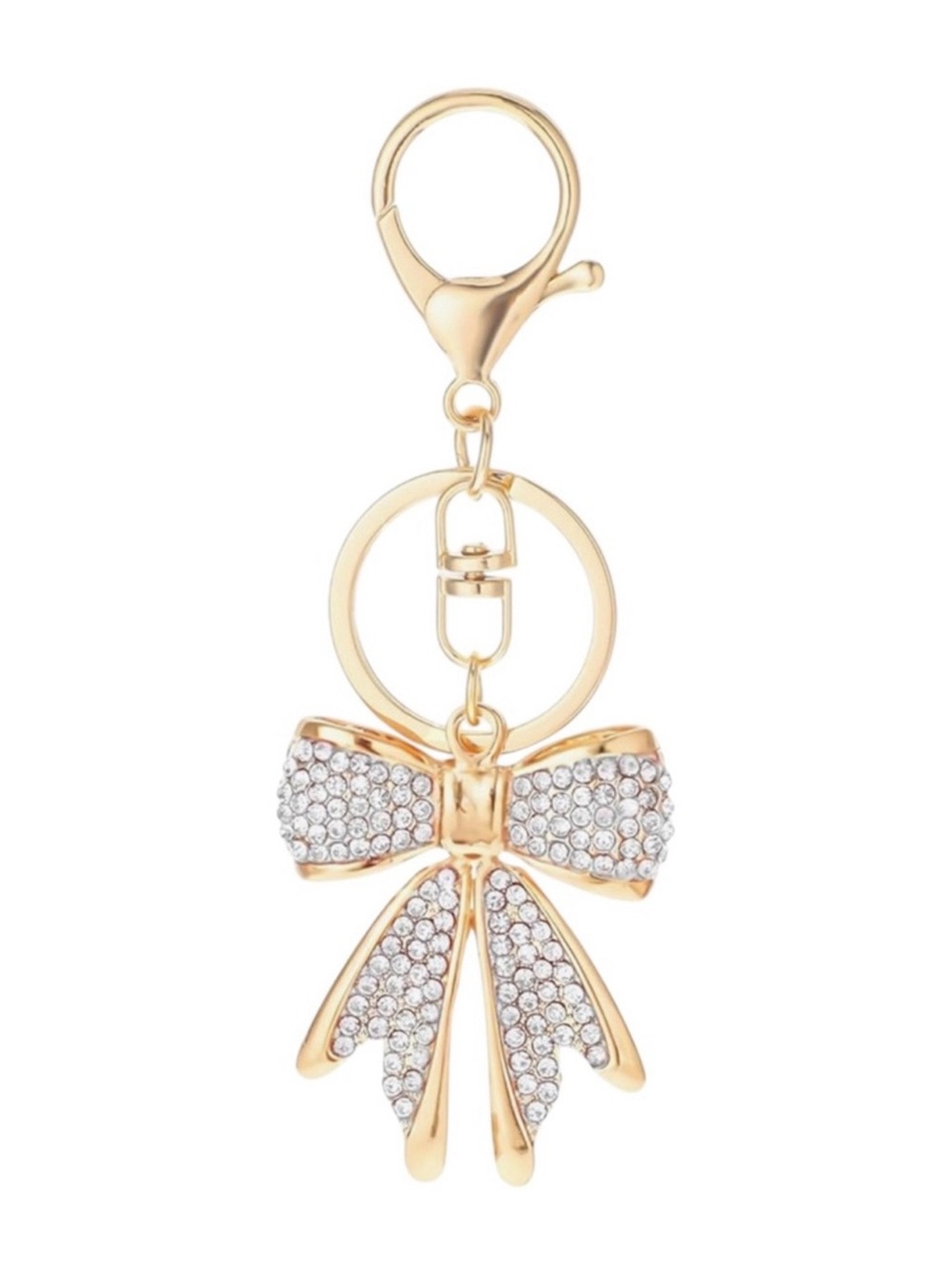 Gold Crystal Bow Bag Charm & Keychain